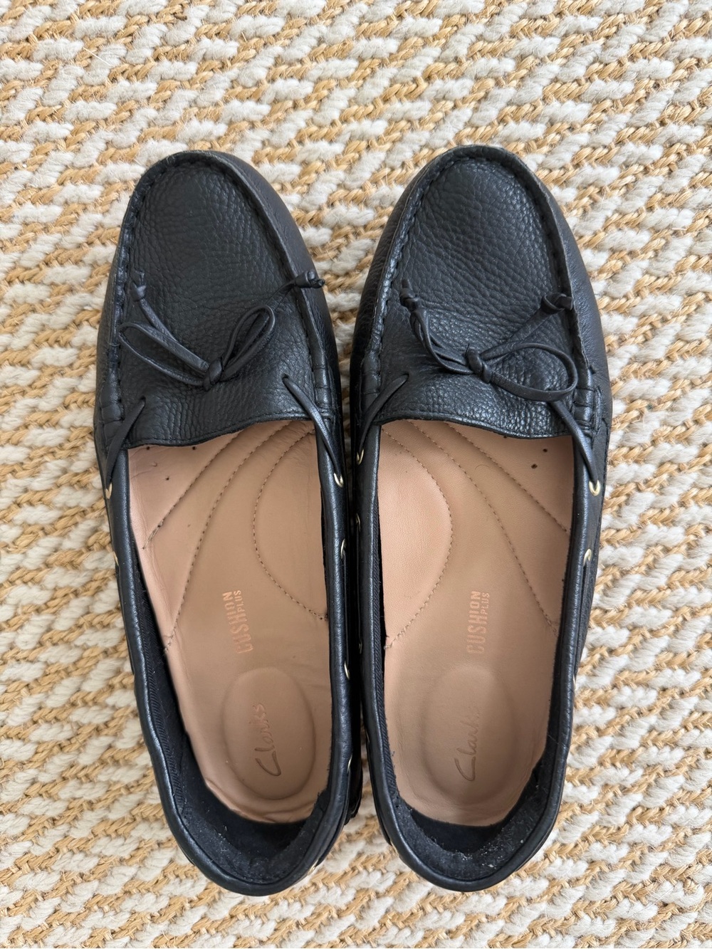 Clarks Black Pebbled Leather Moccasin Loafers